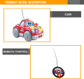 rotação de carro dos desenhos animados com carro rc elétrico do carregador