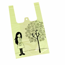 White plastic T shirt vest strap bags for retail supermarket grocery take out shopping bag