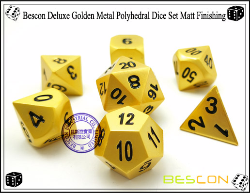 Bescon Deluxe Goldene Metall Polyedrische Würfel Set Matt Finishing-5 Bescon Deluxe Golden Metal Polyhedral Dice Set Matt Finishing-5