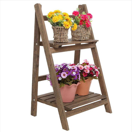 Wood Foldable Flower Shelf Rack Planter Pot Stand