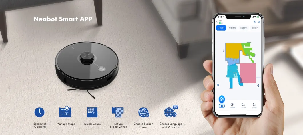 Low Working Noise Smart Home Cleaning vacuum Automatic Robotic Vacuum Dry and Wet Intelligent Robot Vacuum Cleaner