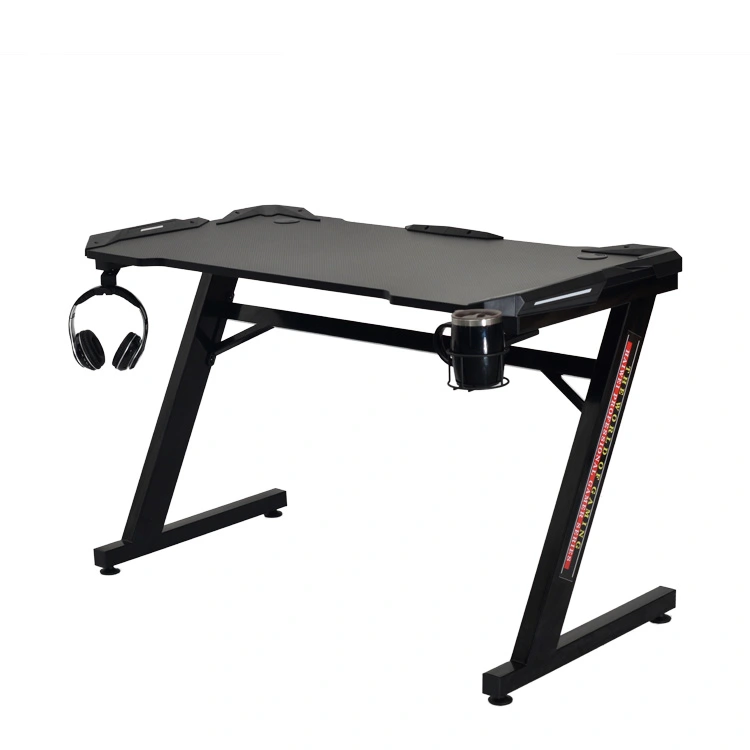 Gaming Table Shaped Computer Desk Racing Style Office Table Gamer PC Workstation Gaming Desk with Free Mouse Pad Handle Rack