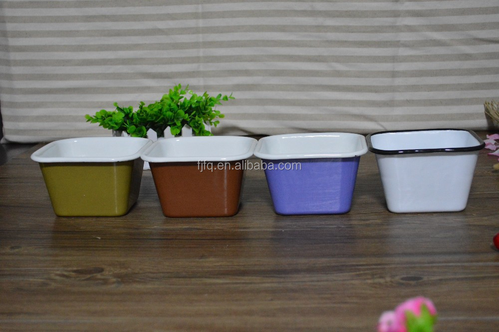 Durable Metal Enamel Flower Pot Garden Decorative Planter