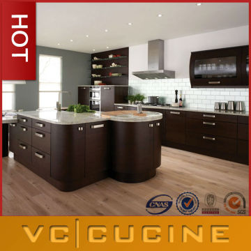 Arch walnut wood veneer kitchen cabinets