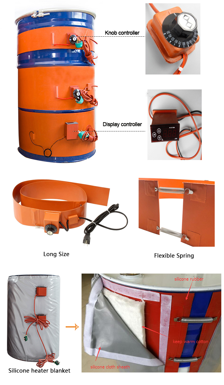 custom 200 liter barrel electric flexible drum silicone oil heating