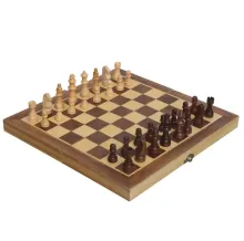 Custom Wooden Chess Set with Folding Board and Storage Slots