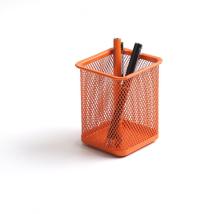 Wire Metal Mesh Orange Desk Organizer Pen Holder