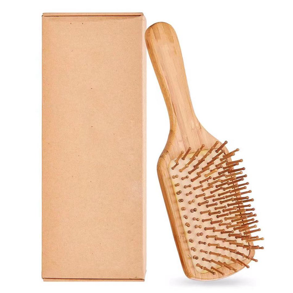 Hot-selling Custom Logo Eco-friendly Massage Bamboo Paddle Cushion Hair Brush