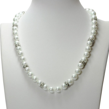 Fashion Design White Glass Pearl Bead Necklace