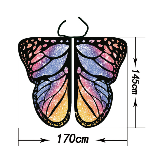 Butterfly Wings Shawl Fairy Soft Fabric for Women Ladies Party Nymph Costume Accessory