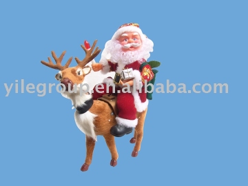 12" santa riding beer/12"santa toys/electrical gift