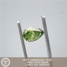 Green Lab Diamond Ring Pear 1.04ct VS1