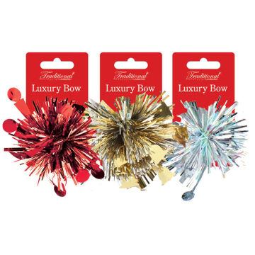 Pom Pom Gift Bow on Clip Strip tinsel material