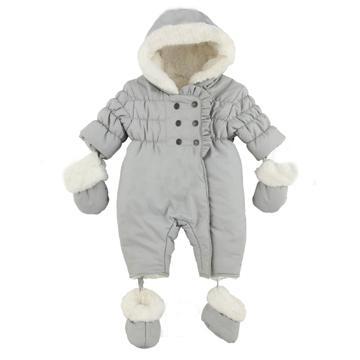 Brand Padded Rompers Baby Winter Clothes with Sherpa Mitten Bootee