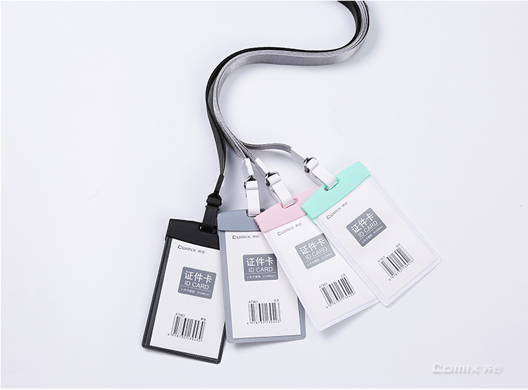 Comix colorful hard plastic custom vertical horizontal badge card holder