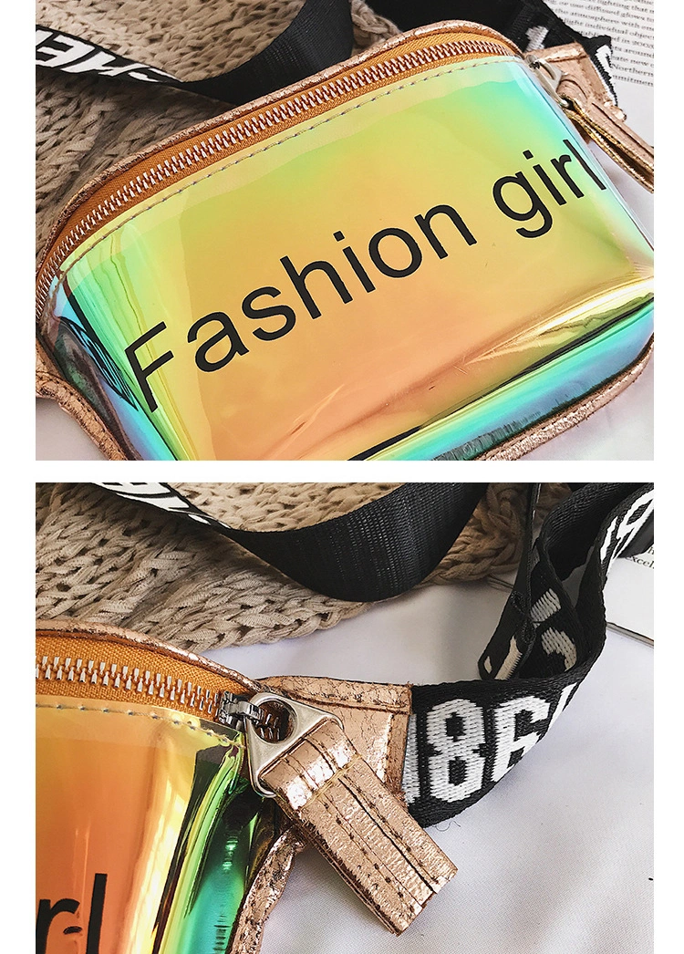 Eco Reflective Glow Cool Hologram Waterproof See Through Laser PVC Material Crystal Fanny Pack Fashion Girls Women Crossbody Belt Bumbags Travel Waist Bag