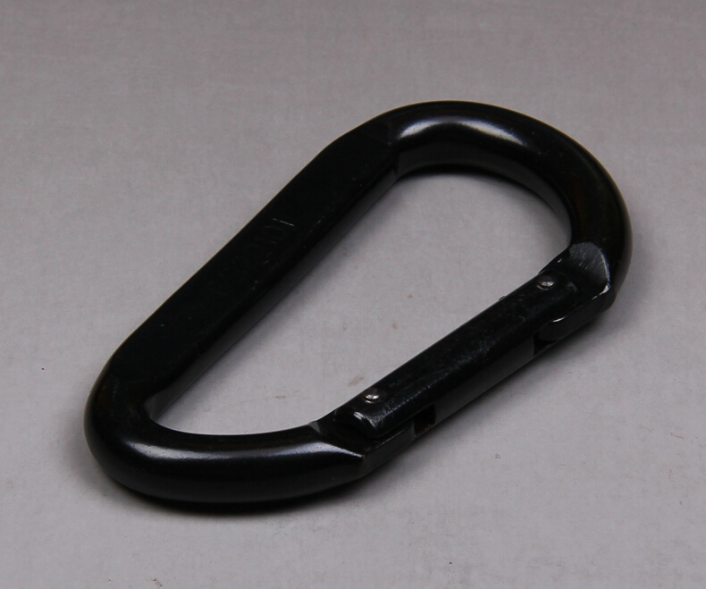 D shape Black Steel Safety Carabiner/Karabiner