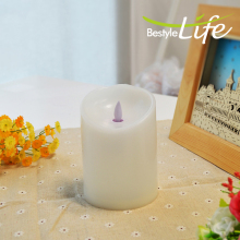 White color moving wick plastic LED candle/flameless candle