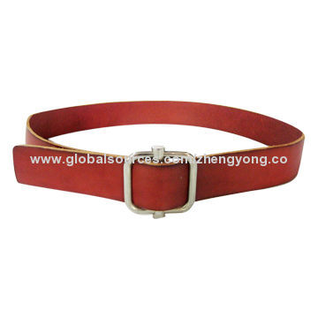 Eco-friendly Cowhide Plain Jeans Leather Belt in Brown Color