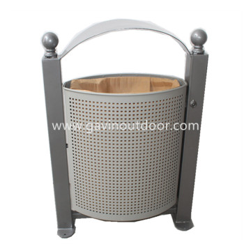 Powder coated perforated steel public dustbin metal street dustbin