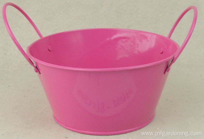 Candy-colored binaural tin flower bucket