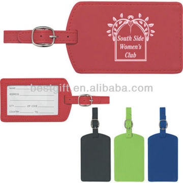 simple printed logo soft leather luggage tag