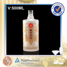 500ml Frosted Glass Water Bottle Round Wine Glass Dragon Bottle
