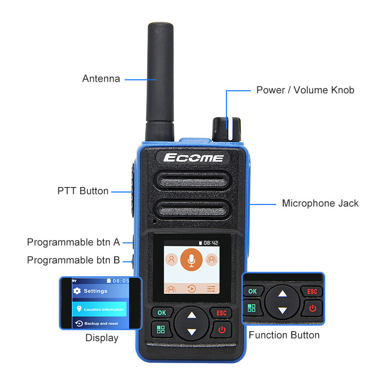 4G LTE  ETMY ET-A43  4g Wifi Android Zello Poc Radio Walkie Talkie with USB Data Cable