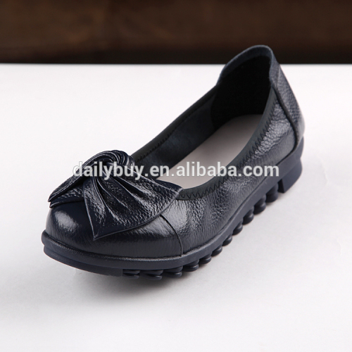 Popular design genuine leather slip on women casual shoes