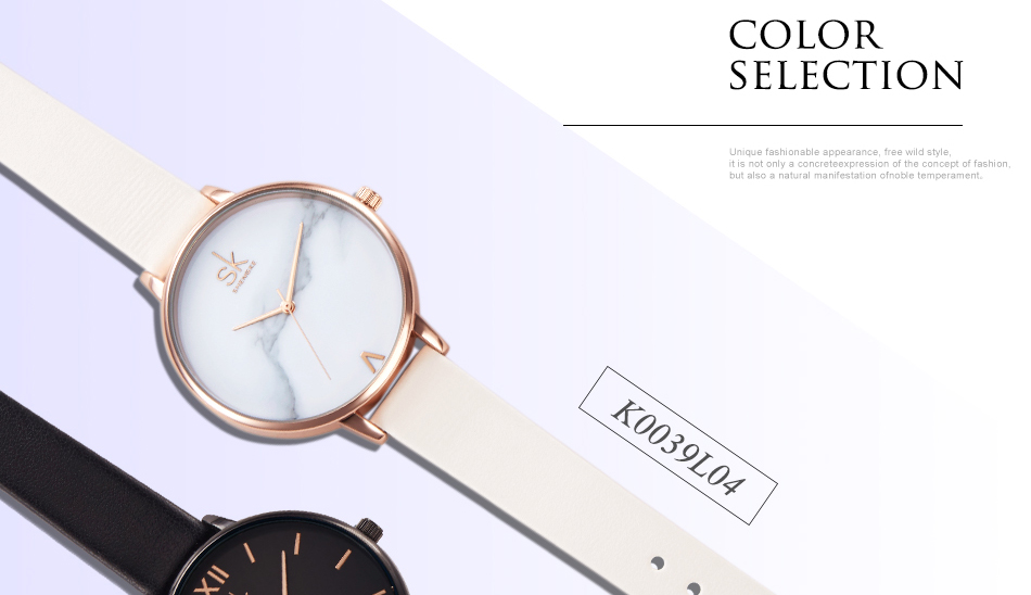 Shengke Top Brand Fashion Ladies Watches Leather Female Quartz Watch Women Thin Casual Strap Watch Reloj Mujer Marble Dial SK