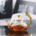 Ceainic din sticlă borosilicată Teabloom pentru plită și cuptor cu microunde Set de ceai cu flori înflorite Ceainic/ceainic din sticlă de 600 ml