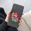 Cute Embroidery Mushroom TPU Phone Case Back Cover