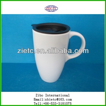 bullet shape porcelain promotional ceramic mug with PP lid