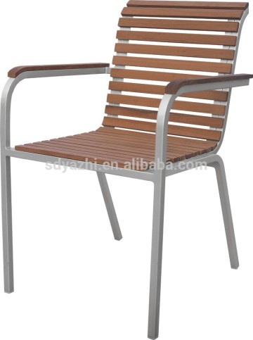 teak wood deck chair in stainless steel frame