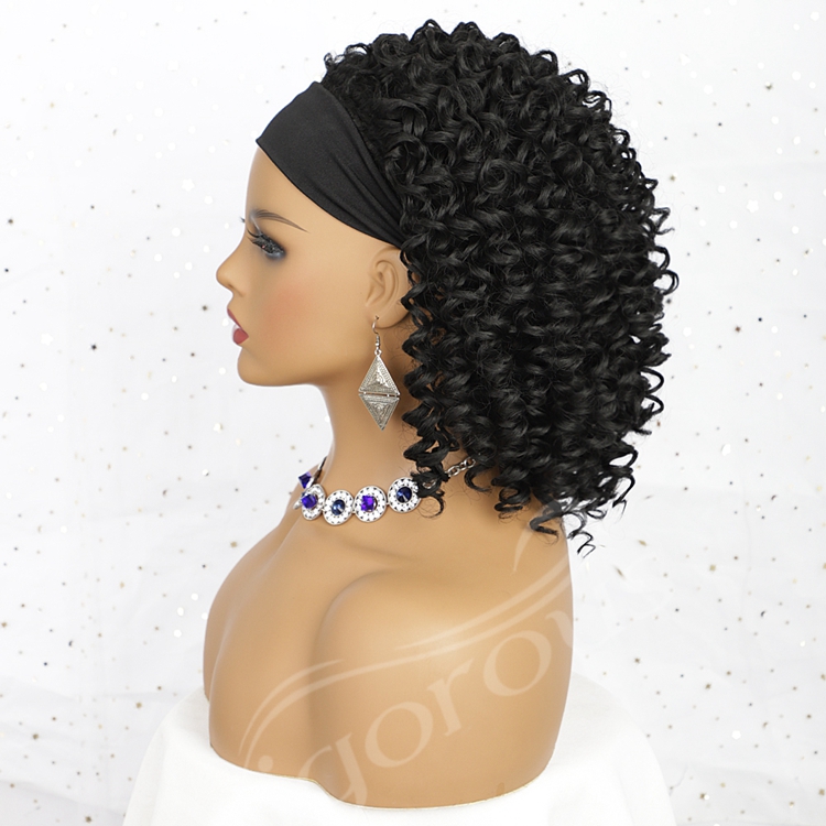 Wholesale Cheap Wrap Short Elastic Fashion Kinky Curly Lady Supplier Daily Party Soft Headband Synthetic Wig