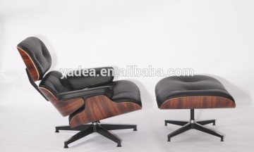 Modern luxury genuine leather palisander wood emes lounge chair