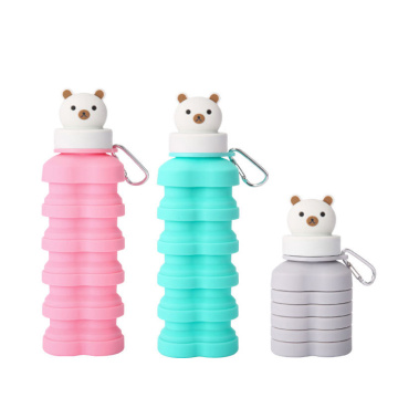 زجاجة مياه محمولة من السيليكون قابلة للطي على شكل حيوان لطيف