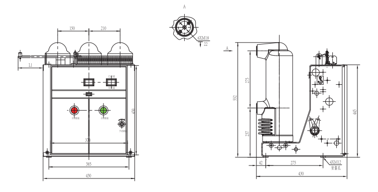 12kV 24KV 35kV Epoxy resin vacuum interrupter 3 embedded poles circuit breaker for KYN28 metal clad switchgear