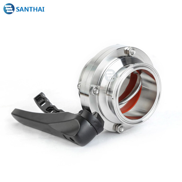 High Quality food grade Tri Clamp Sanitary Stainless Steel Butterfly Valve with Plastic Multi-Position handle