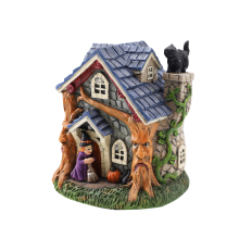 2024 Resin Pumpkin Skull Halloween Village with Light - Haunted House Decor