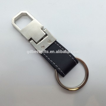 Customized logo car metal leather carabiner keyring