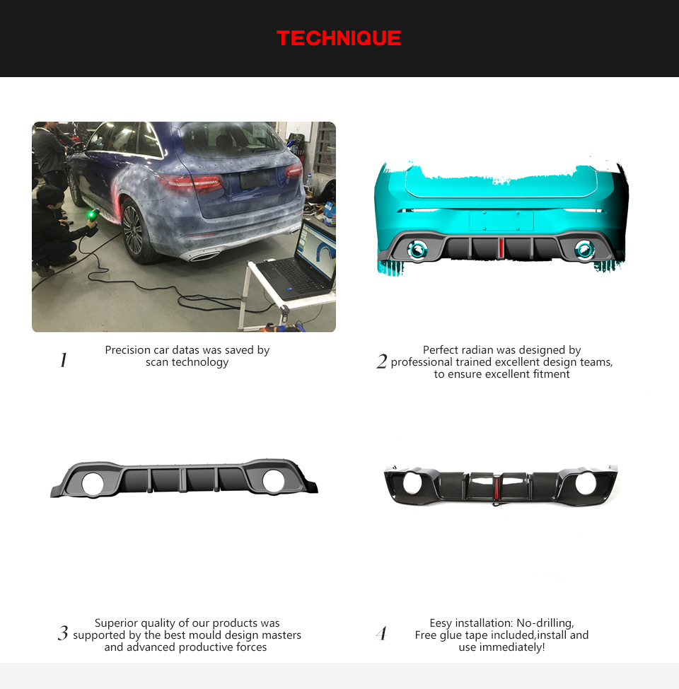 Dry Carbon Golf MK8 Rear Diffuser for VW Golf VIII 8 GTI Hatchback 4-Door 21-23