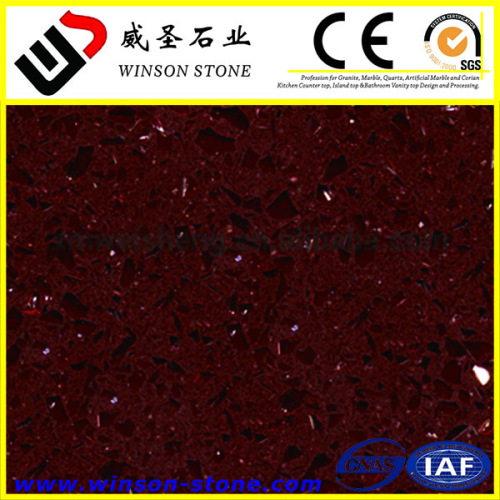 Higly resin Polished artificial red crystal quartz slab