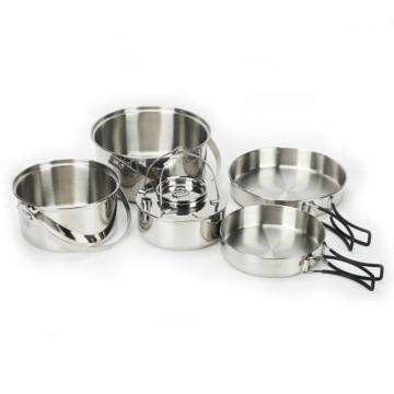 5 Piece Family Travel Cook Kit Stainless Steel