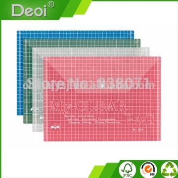 A4 PP/PVC Clear Envelope FIile Bag with Button
