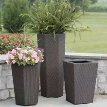 Medium to Large Rattan Flower Planters for Outdoor Gardens