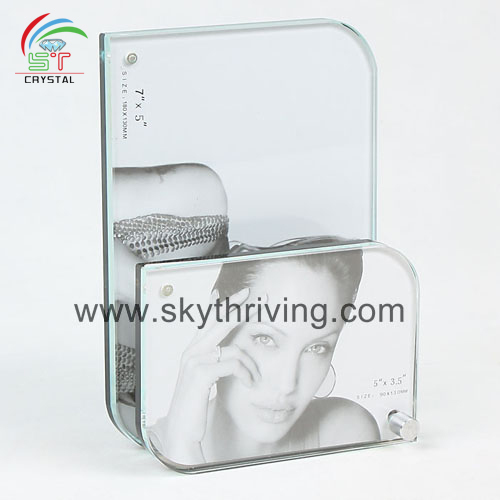 crystal glass photo frame album curved glass photo frames