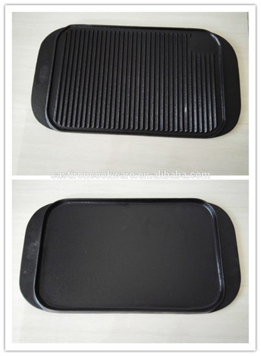 cast iron flat griddle pan / vegetable oil coating