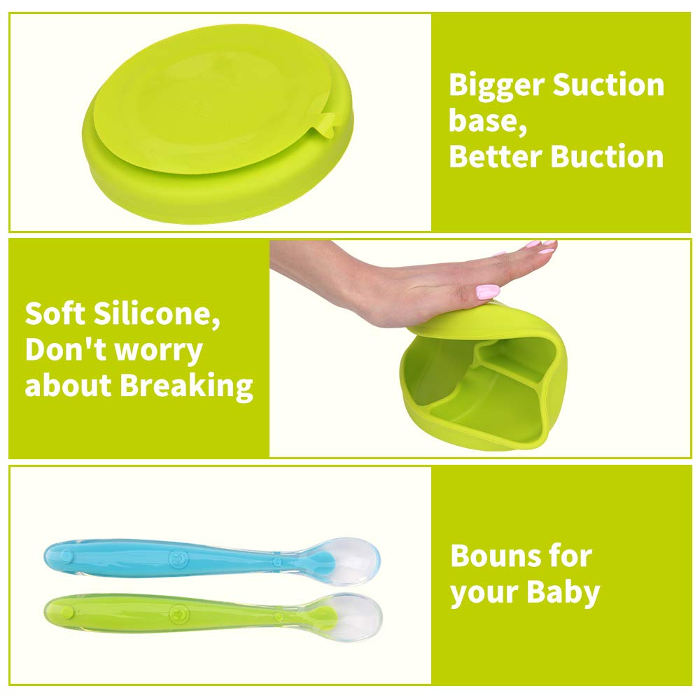 Yuming Factory BPA Free Toddler Kids Children Divided Toddler Dinner Feeding Plate Silicone Baby Suction Plate with Lid