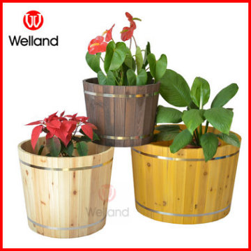 Colorful Wooden Barrel Planter Boxes